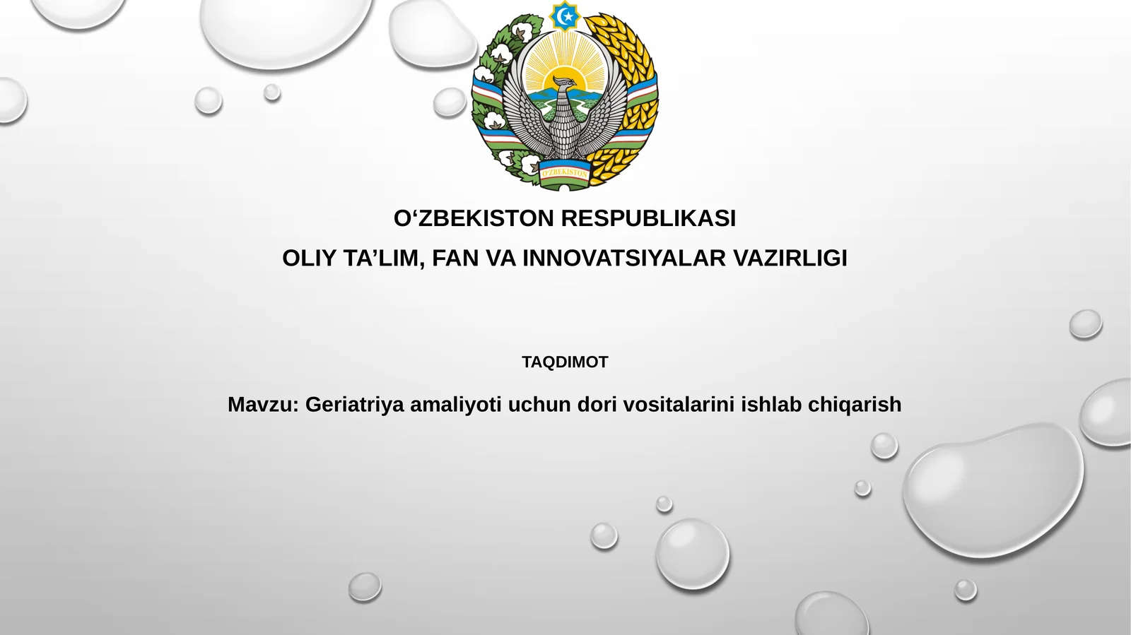 Geriatriya amaliyoti uchun dorivotalarini ishlab chiqarish