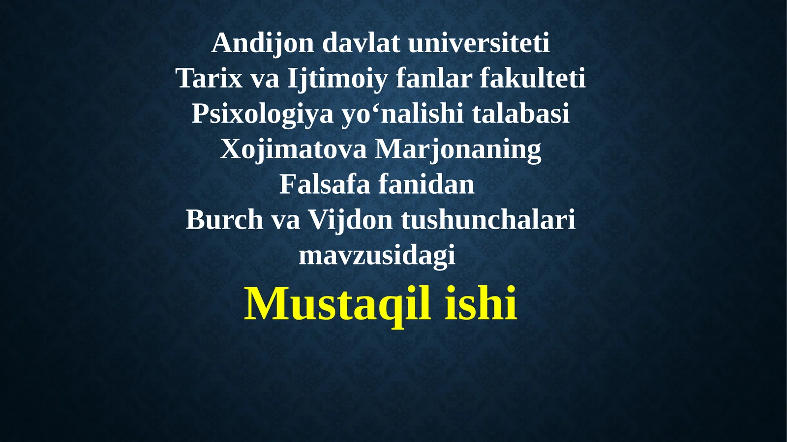 Burch va Vijdon Tushunchalari