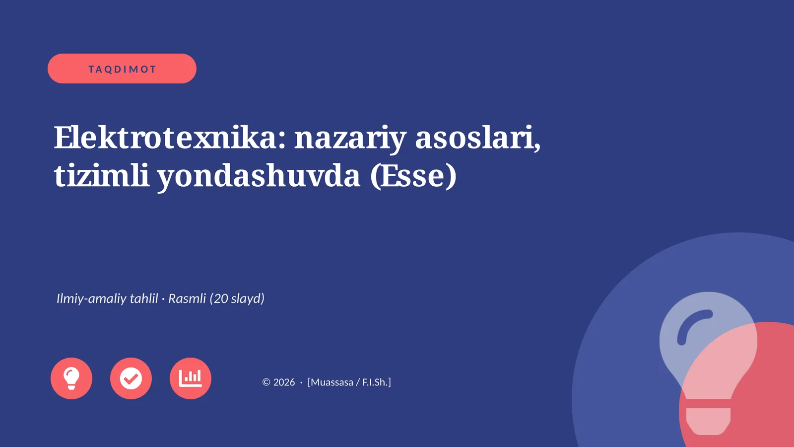 Elektrotexnika: nazariy asoslari, tizimli yondashuvda (Esse)