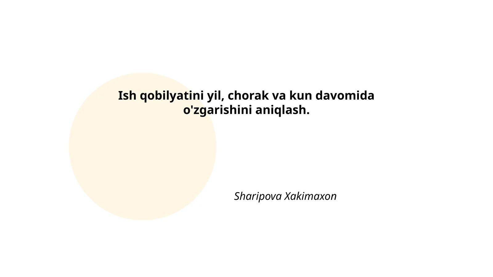 Ish qobilyatini yil, chorak va kun davomida o'zgarishini aniqlash