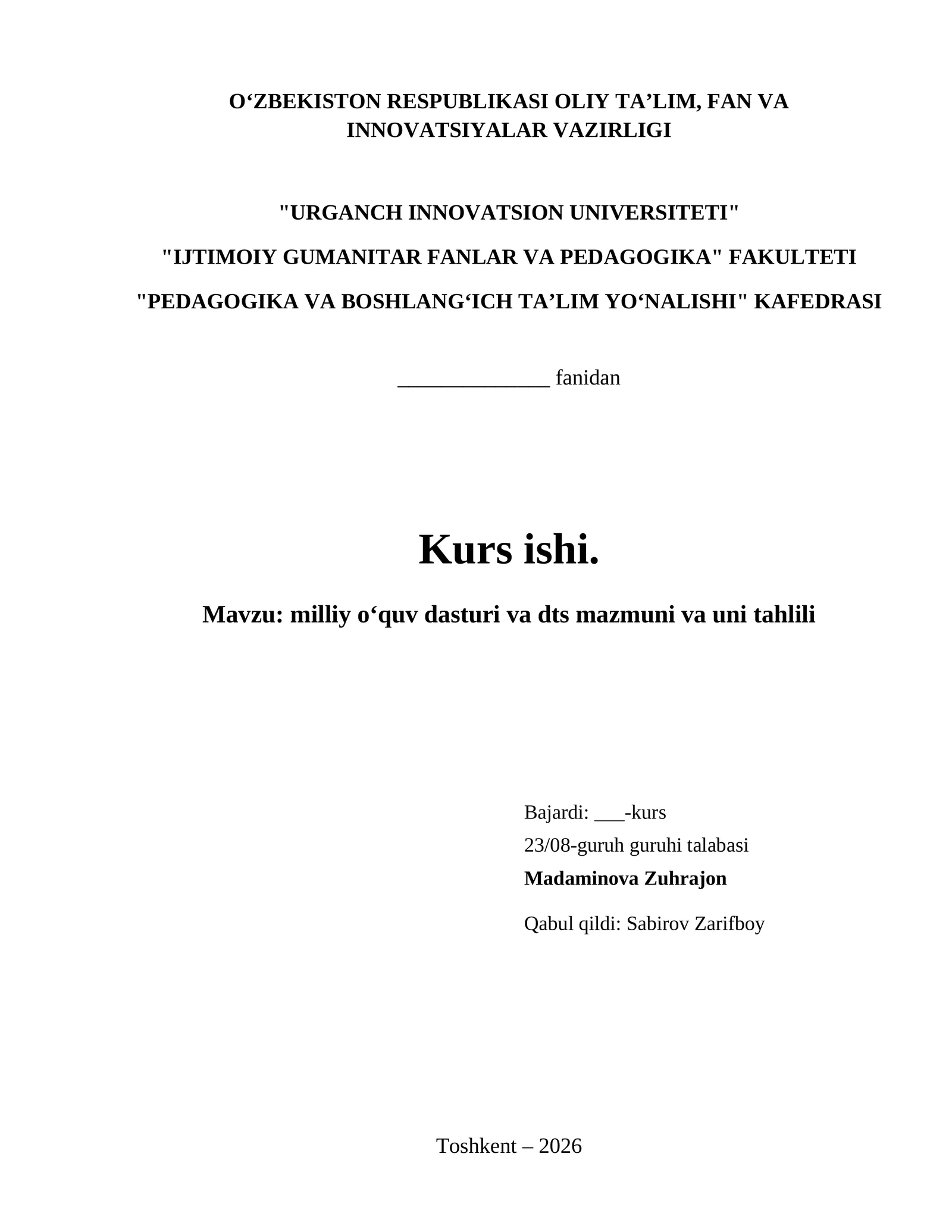 milliy oʻquv dasturi va dts mazmuni va uni tahlili