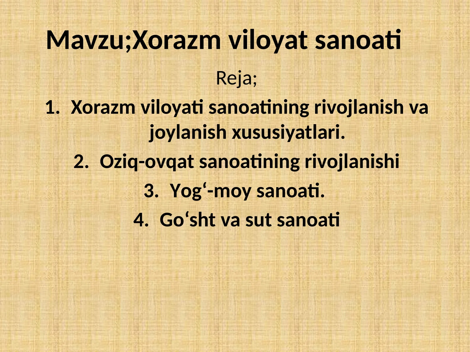 Xorazm viloyati sanoati