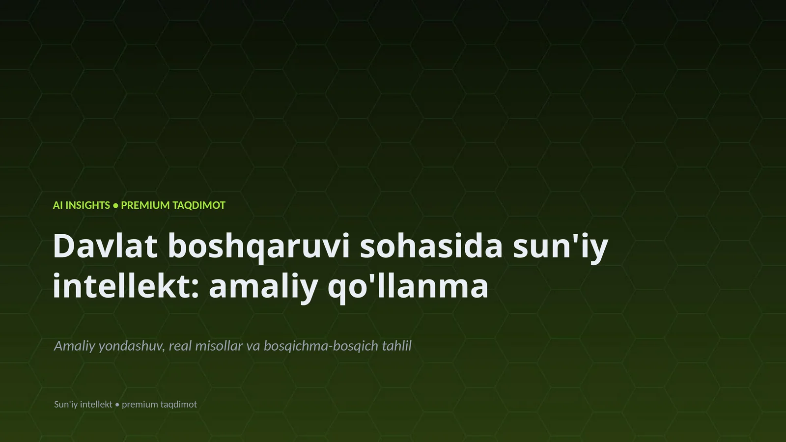 Davlat boshqaruvi sohasida sun'iy intellekt: amaliy qo'llanma