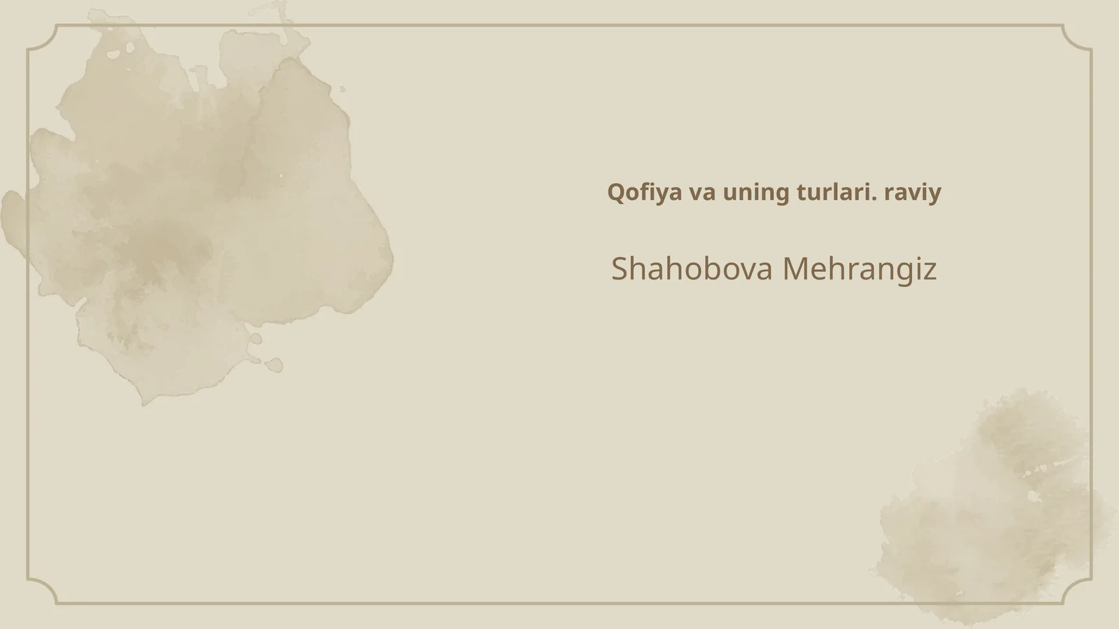 Qofiya va uning turlari. raviy