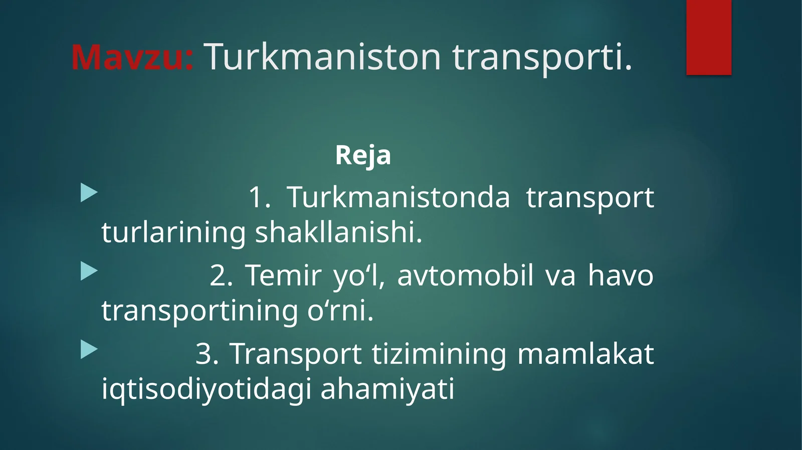 Turkmaniston transporti