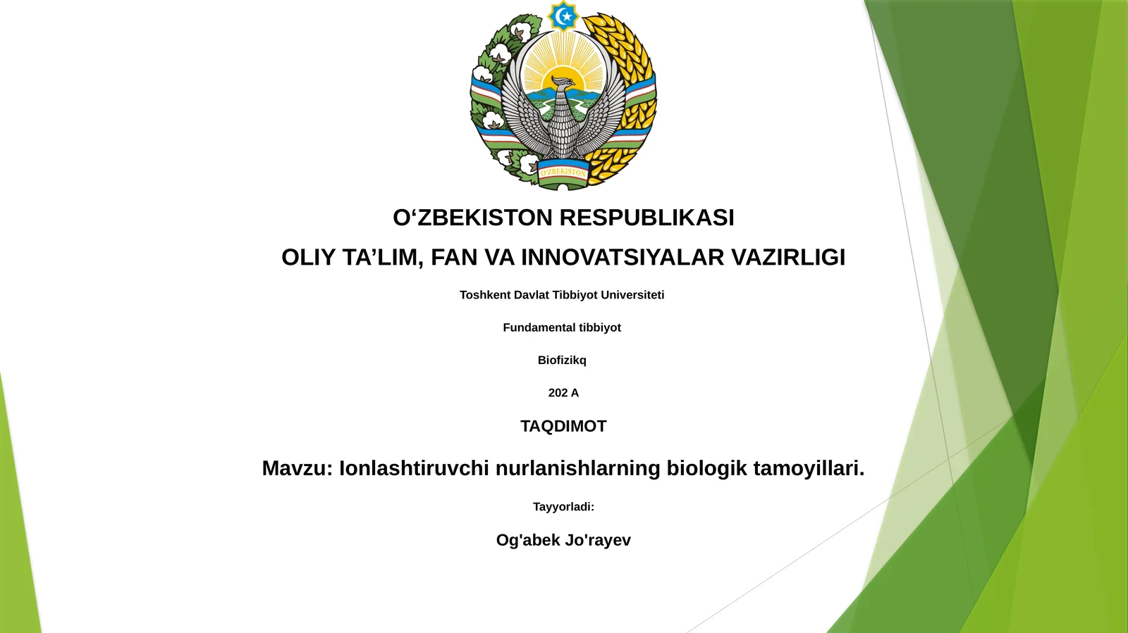 Ionlashtiruvchi nurlanishlarning biologik tamoyillari