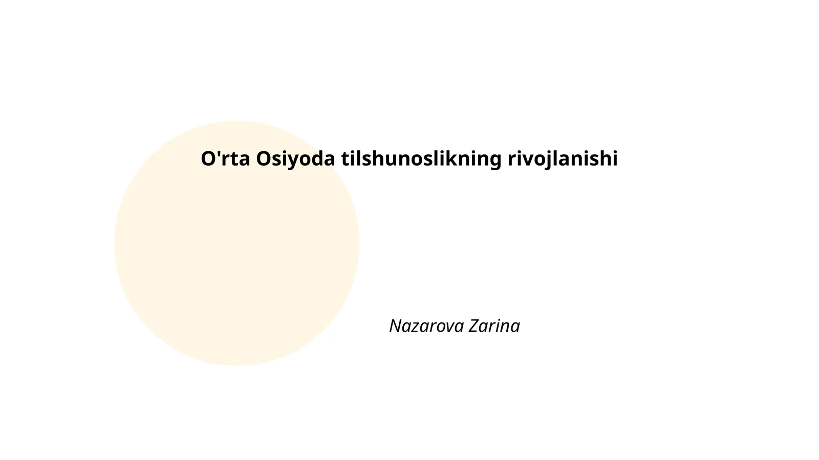 O'rta Osiyoda tilshunoslikning rivojlanishi