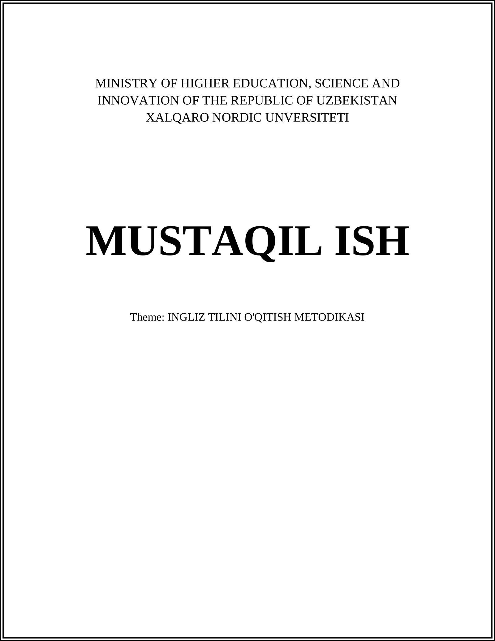 INGLIZ TILINI O'QITISH METODIKASI