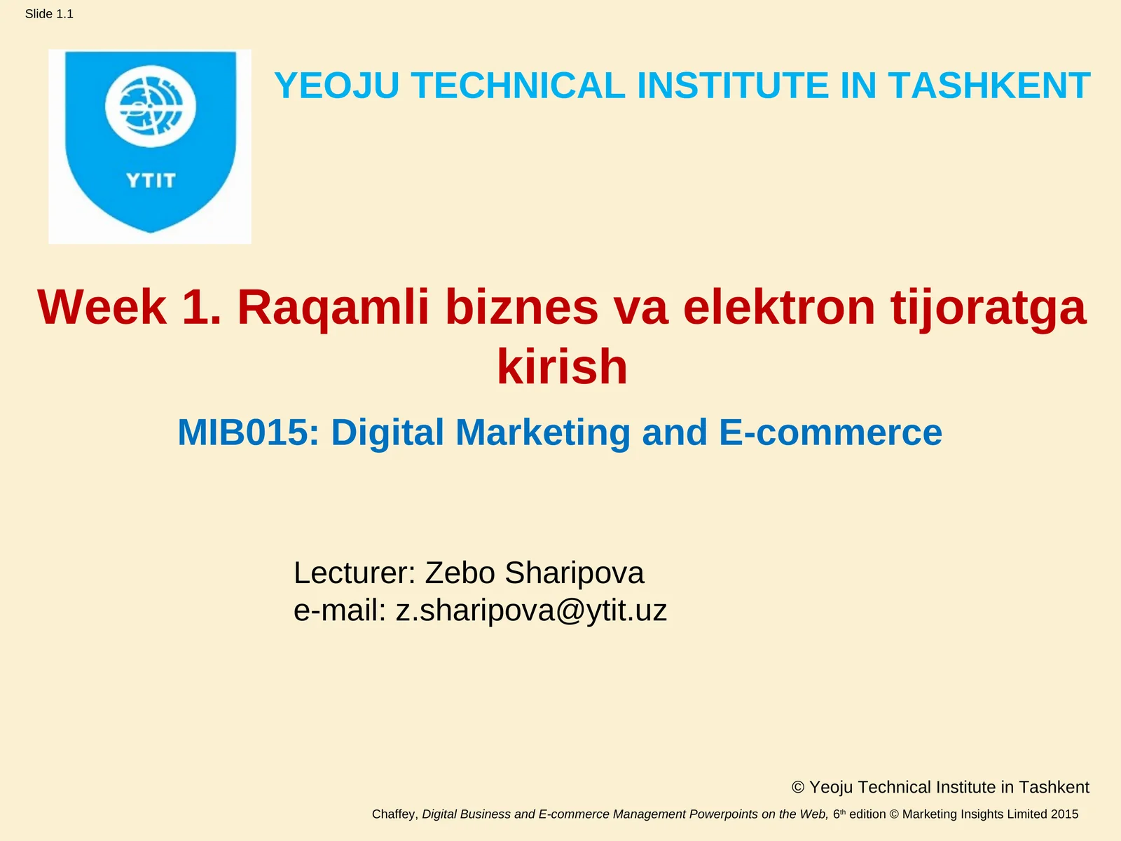 MIB015: Digital Marketing and E-commerce
