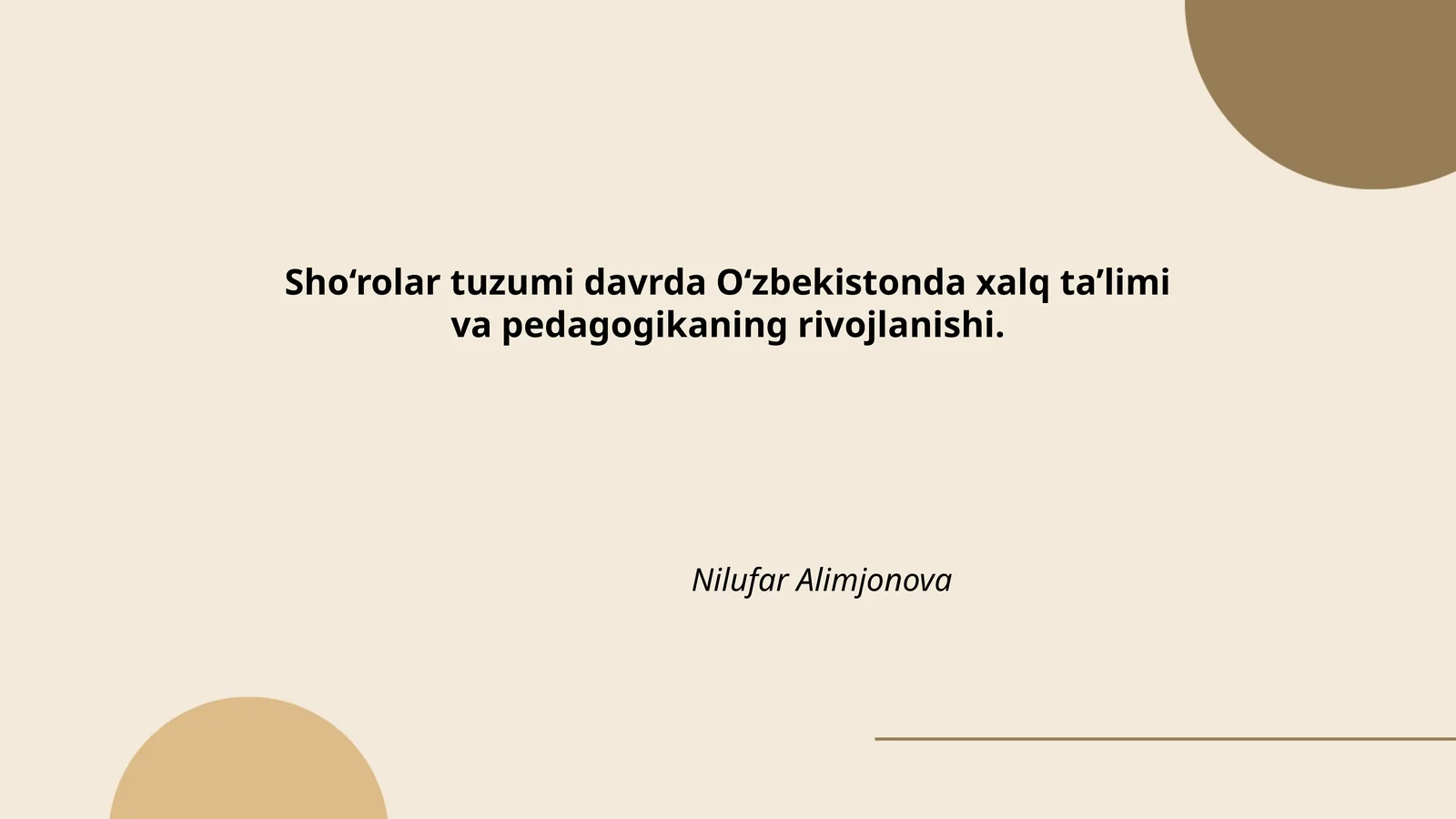Sho‘rolar tuzumi davrda O‘zbekistonda xalq ta’limi va pedagogikaning rivojlanishi