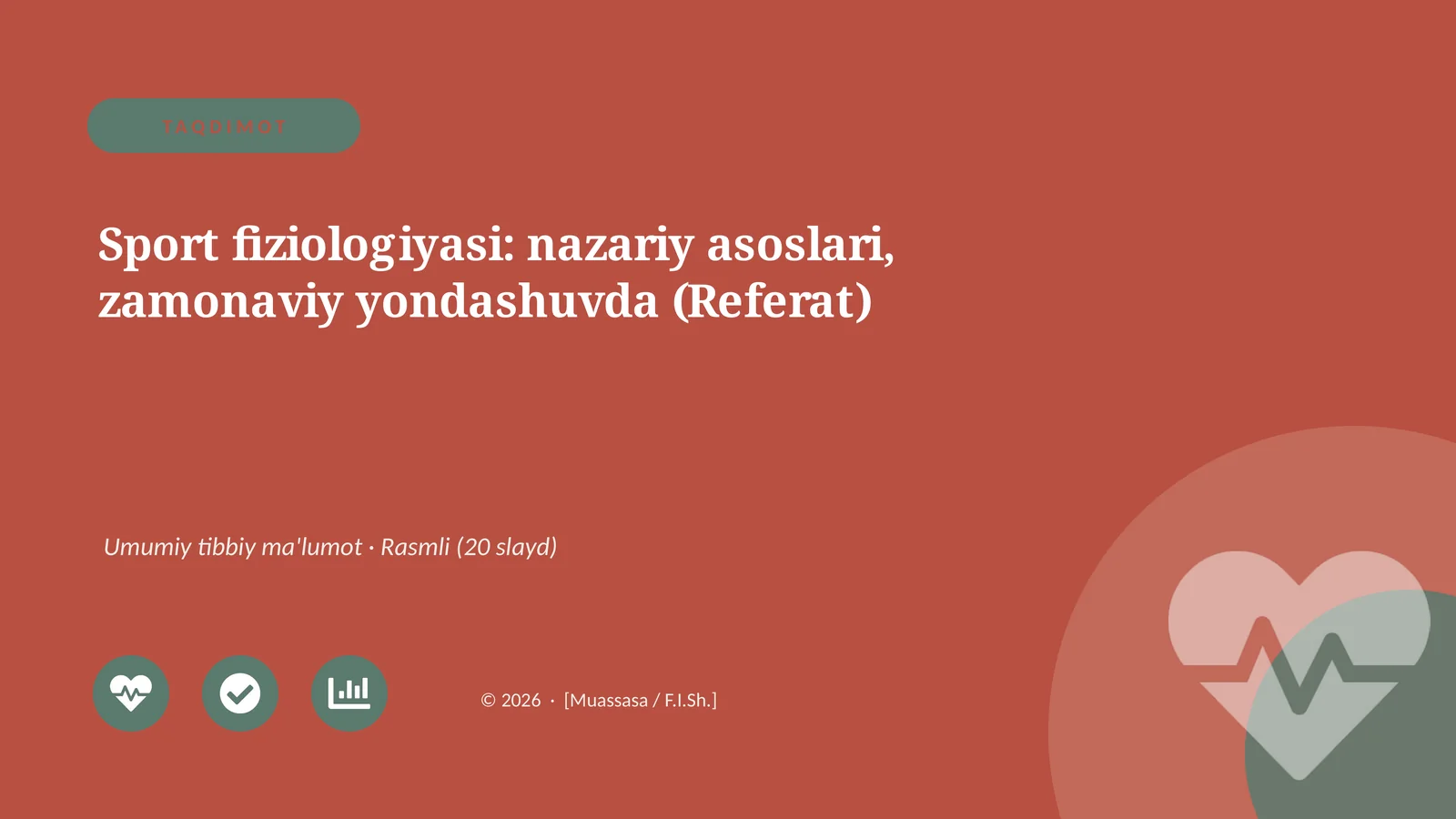 Sport fiziologiyasi: nazariy asoslari, zamonaviy yondashuvda (Referat)