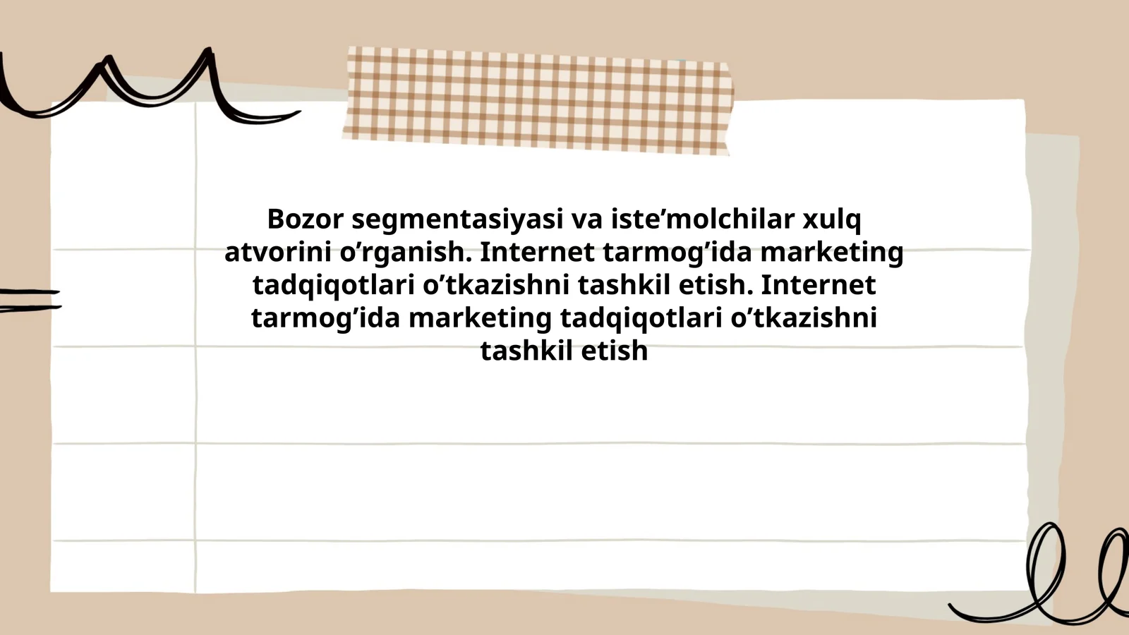 Bozor segmentasiyasi va iste’molchilar xulq atvorini o’rganish
