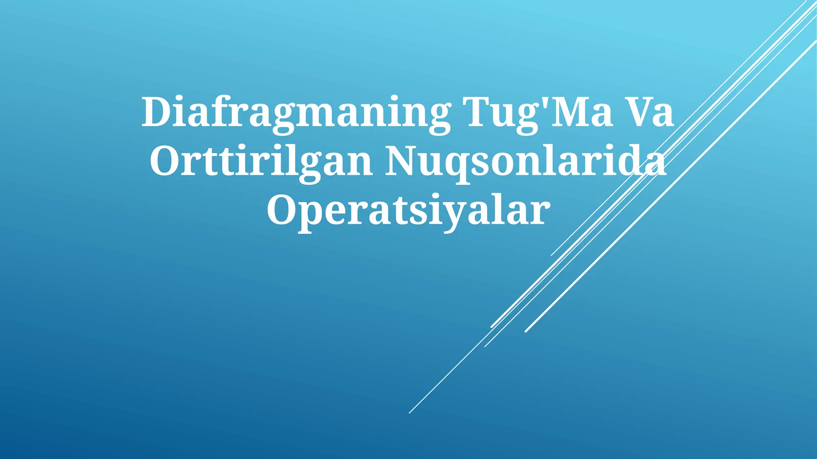 Diafragmaning Tug'Ma Va Orttirilgan Nuqsonlarida Operatsiyalar