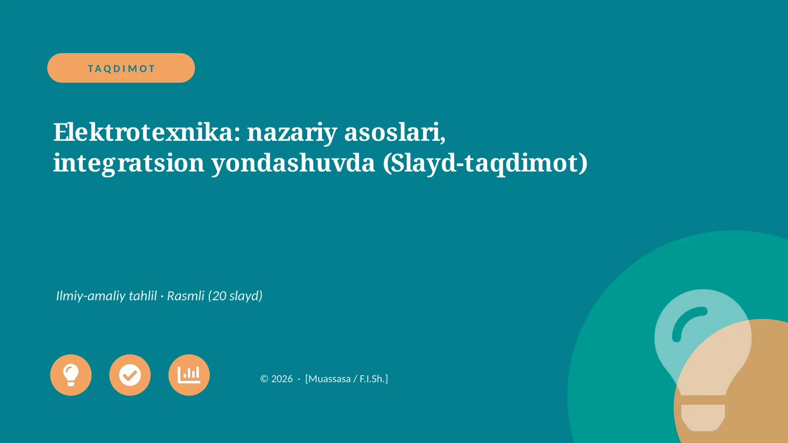 Elektrotexnika: nazariy asoslari, integratsion yondashuvda (Slayd-taqdimot)
