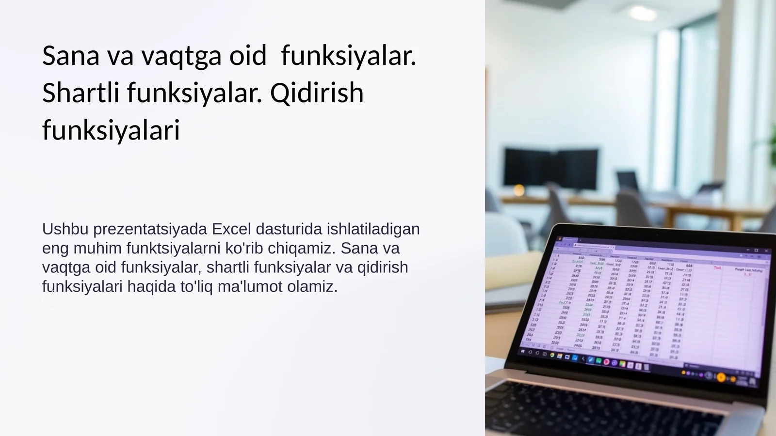 11- sinf Excel-dagi muhim funktsiyalar