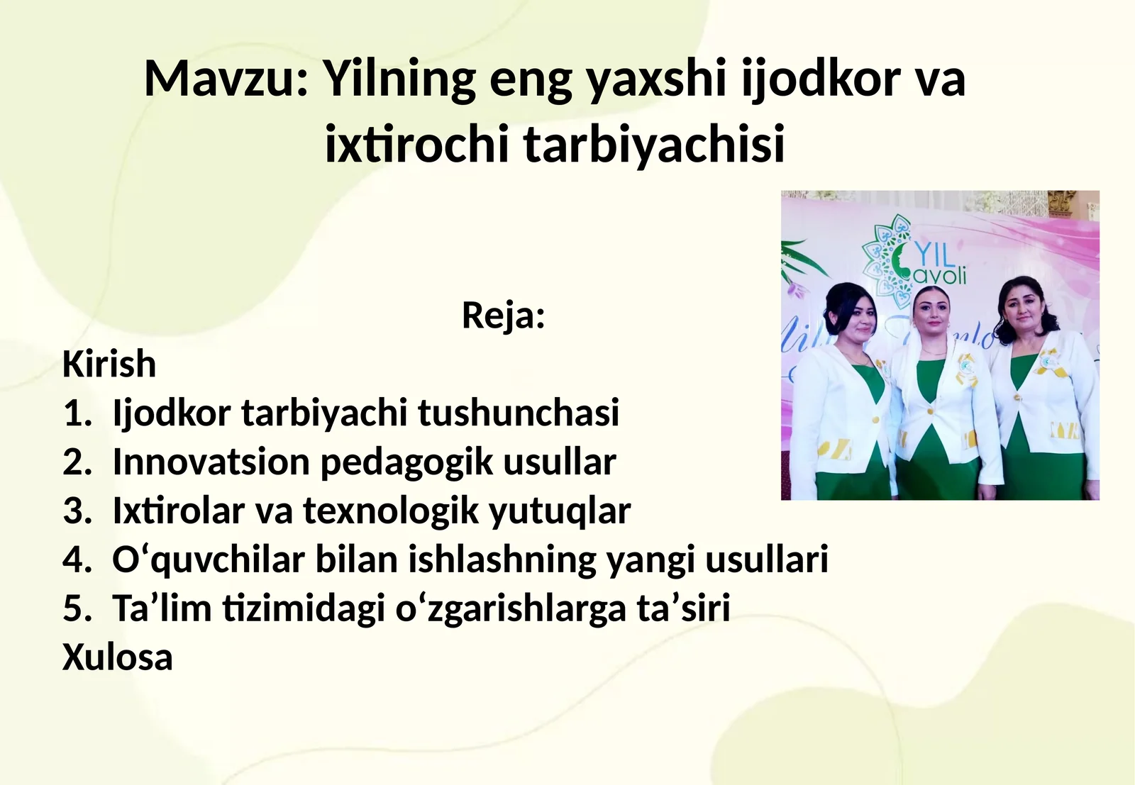 Yilning eng yaxshi ijodkor va ixtirochi tarbiyachisi