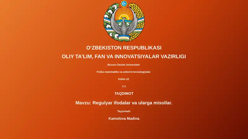 Regulyar ifodalar va ularga misollar