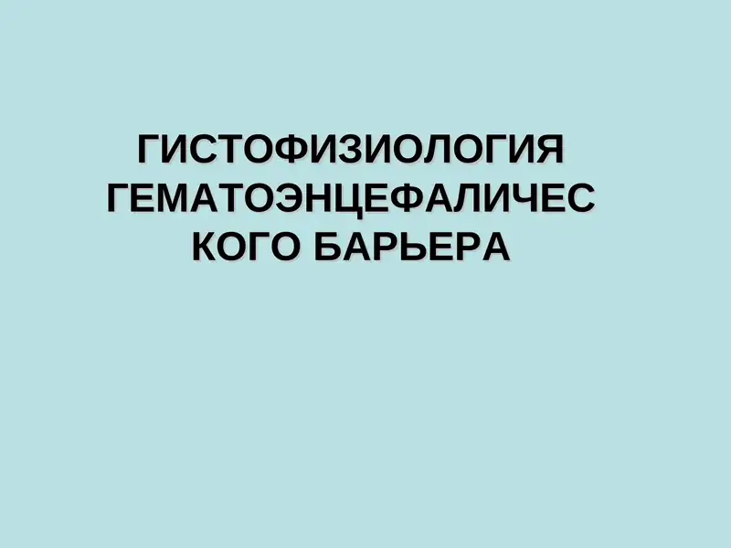 Гистофизиология гематоэнцефалического барьера