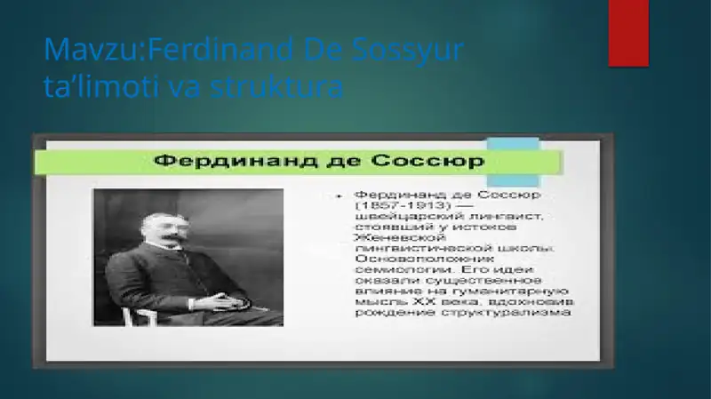 Ferdinand de Sossyur ta'limoti va struktura