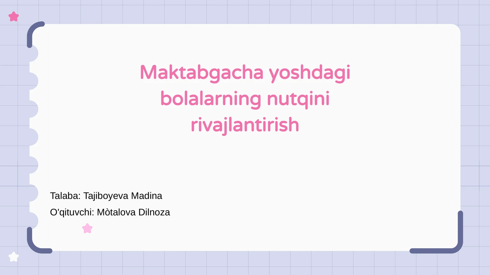 Maktabgacha yoshdagi bolalarning nutqini rivajlantirish