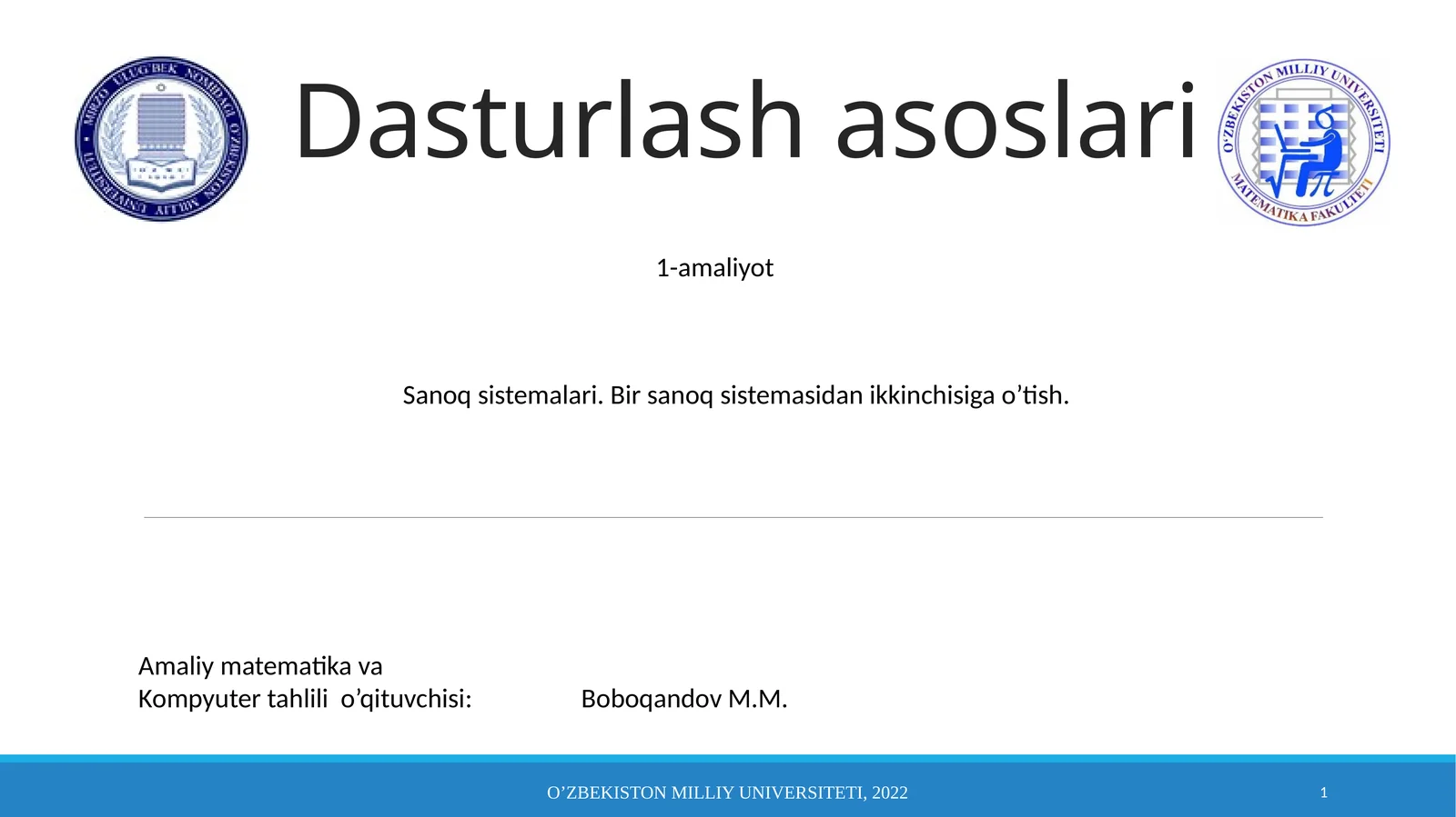 Dasturlash asoslari