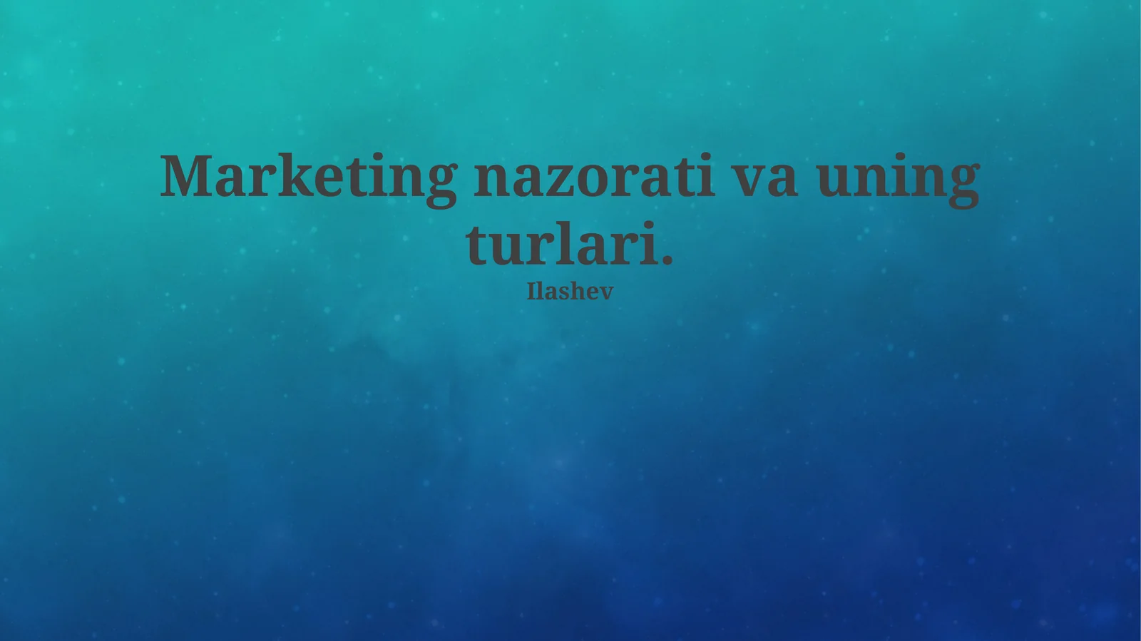 Marketing nazorati va uning turlari