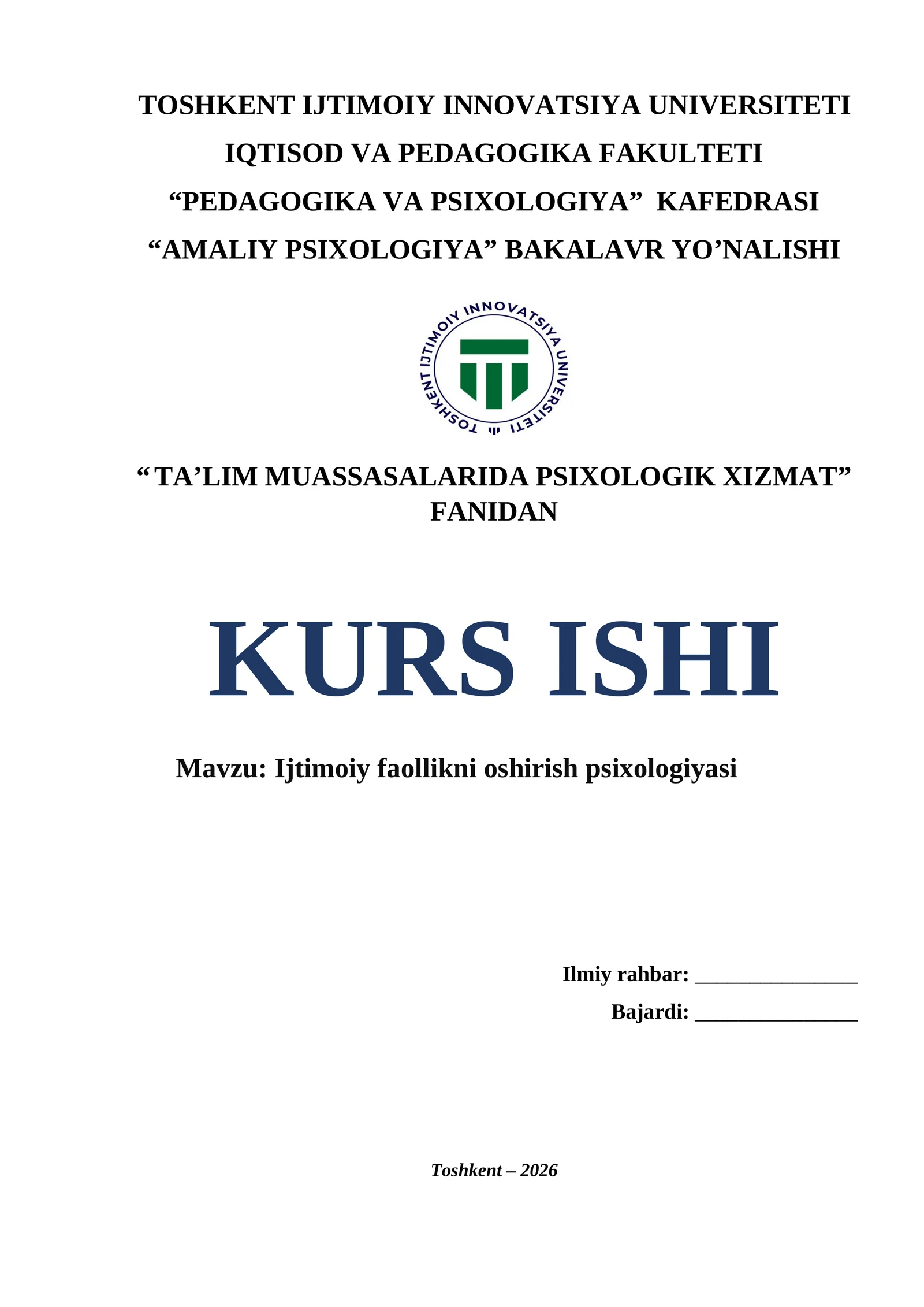 Ijtimoiy faollikni oshirish psixologiyasi.