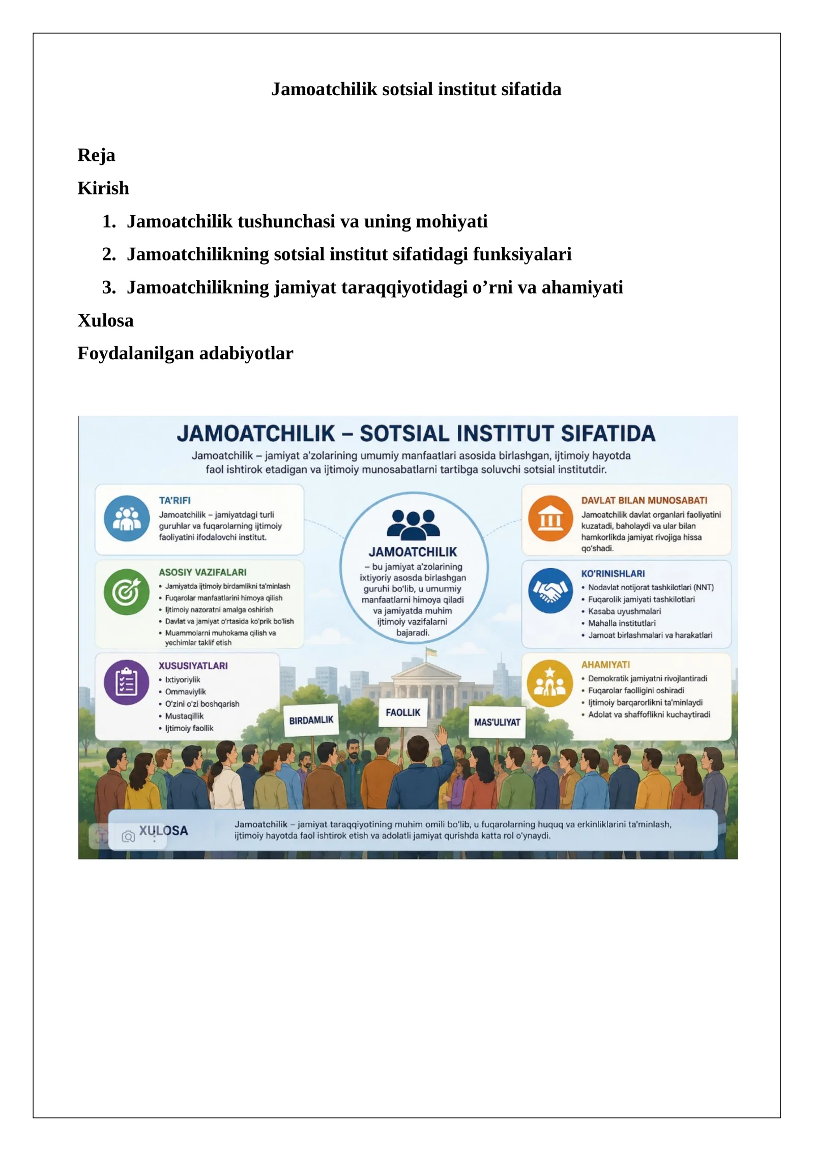 Jamoatchilik sotsial institut sifatida