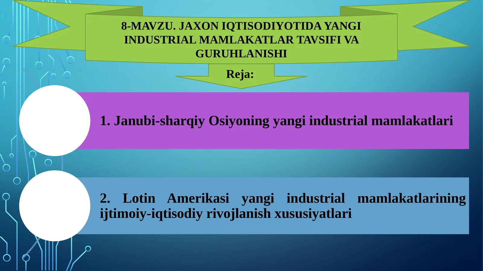Jahon iqtisodiyotida yangi industrial mamlakatlar tavsifi va guruhlanishi