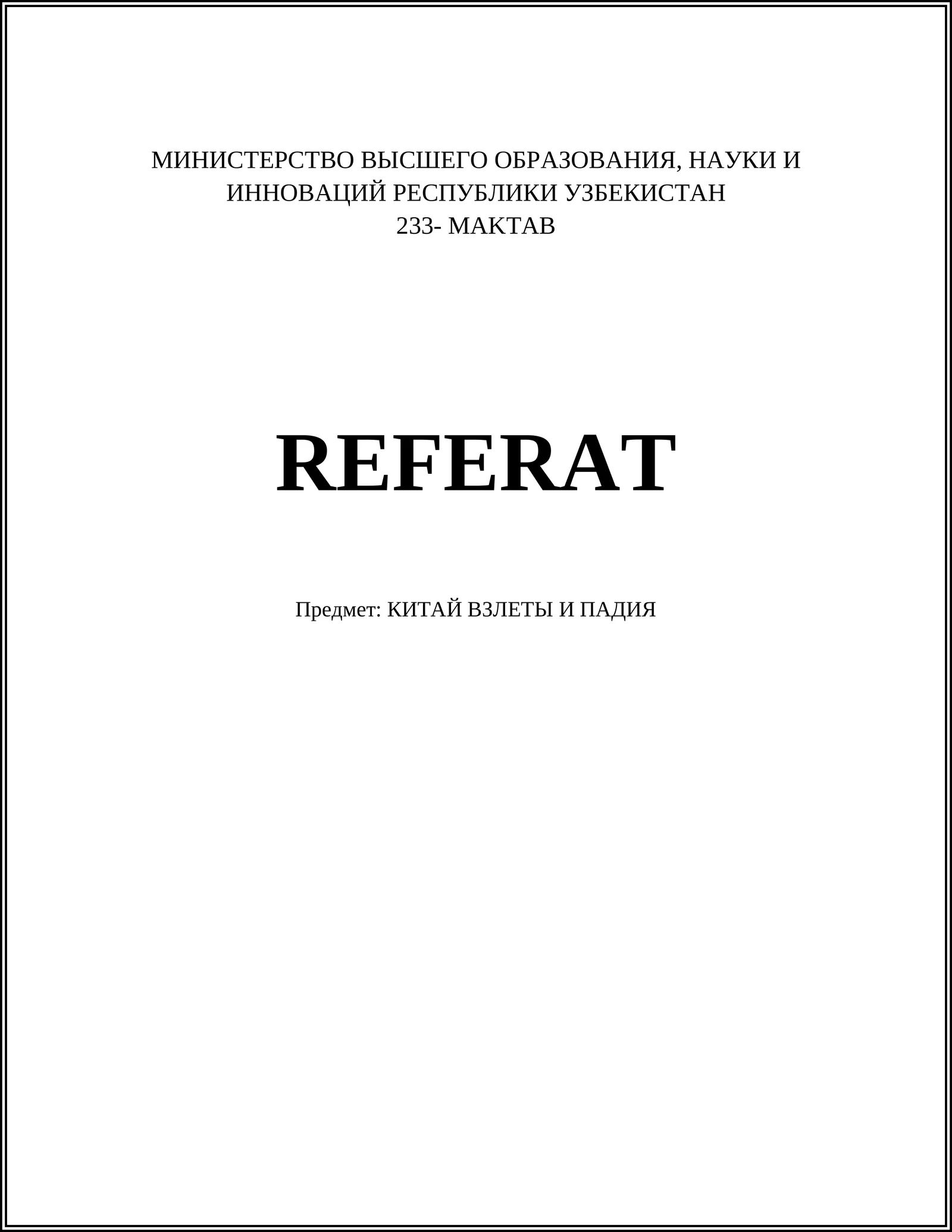 REFERAT KITAY VZLETY I PADIYA