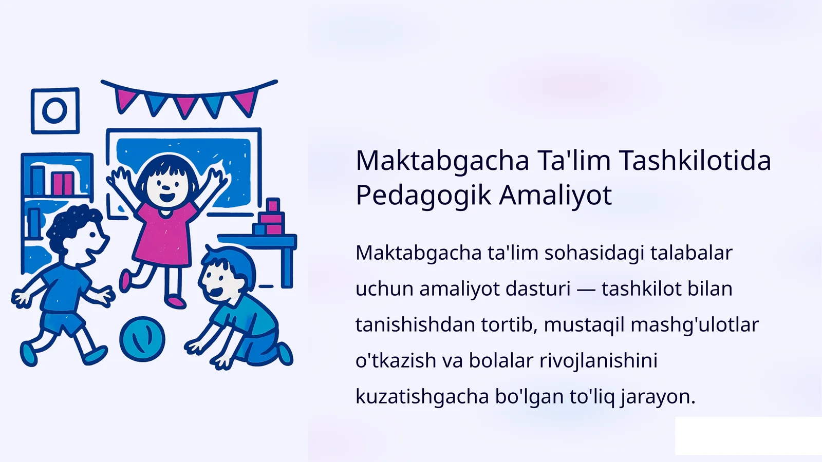 Maktabgacha Ta'lim Tashkilotida Pedagogik Amaliyot