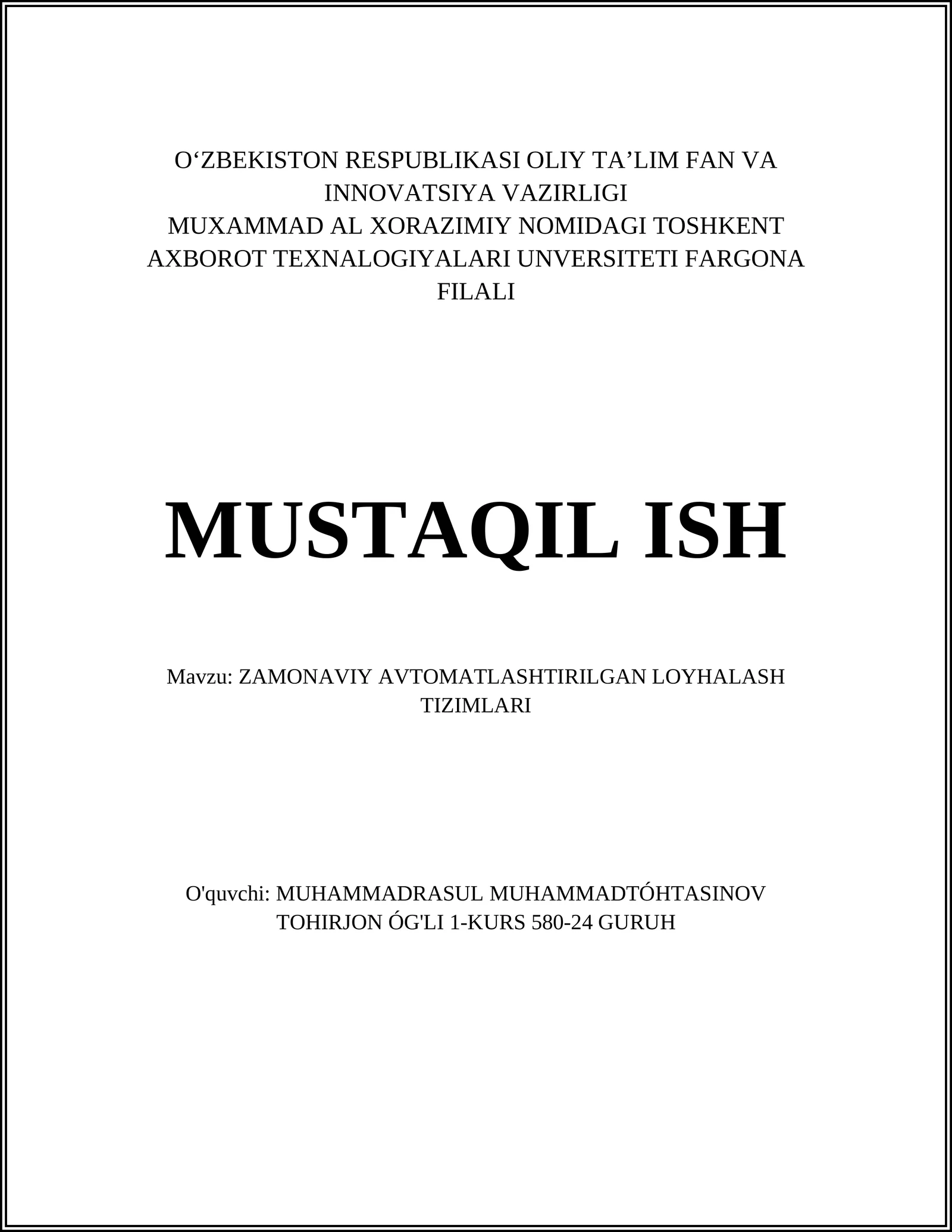Zamonaviy avtomatlashtirilgan loyhalash tizimlari