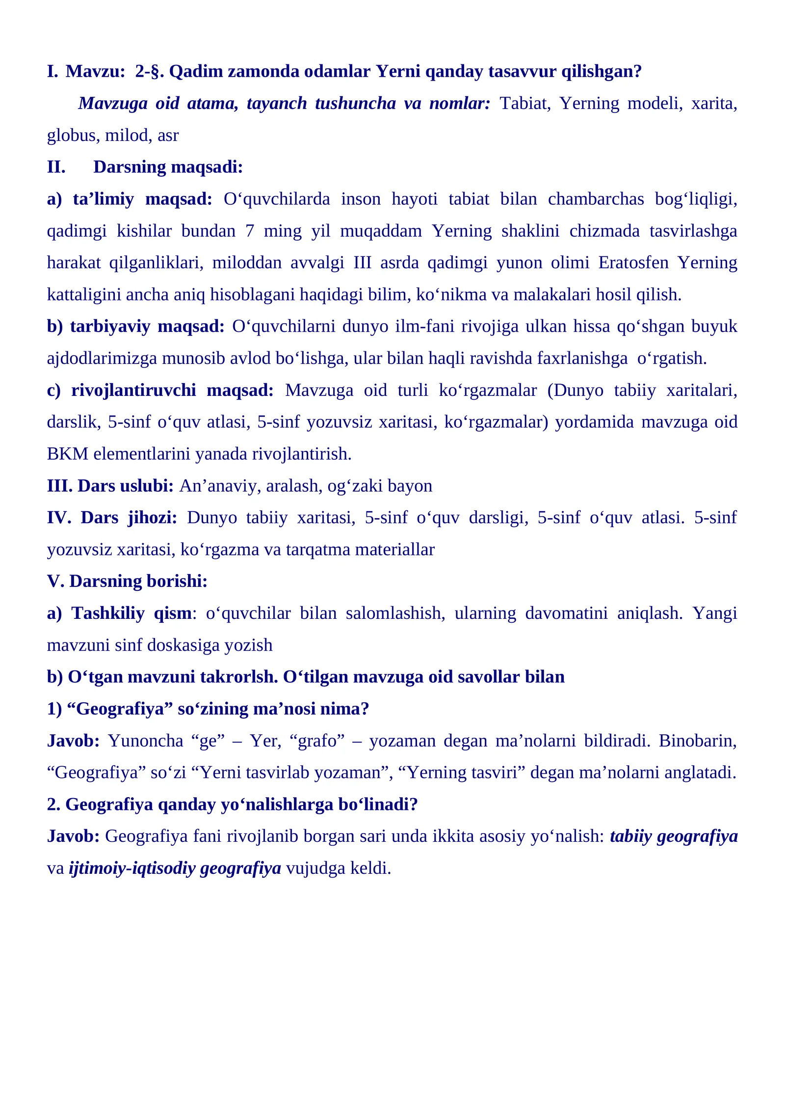 5-sinf Geografiya Qadim zamonda odamlar Yerni qanday tasavvur qilishgan