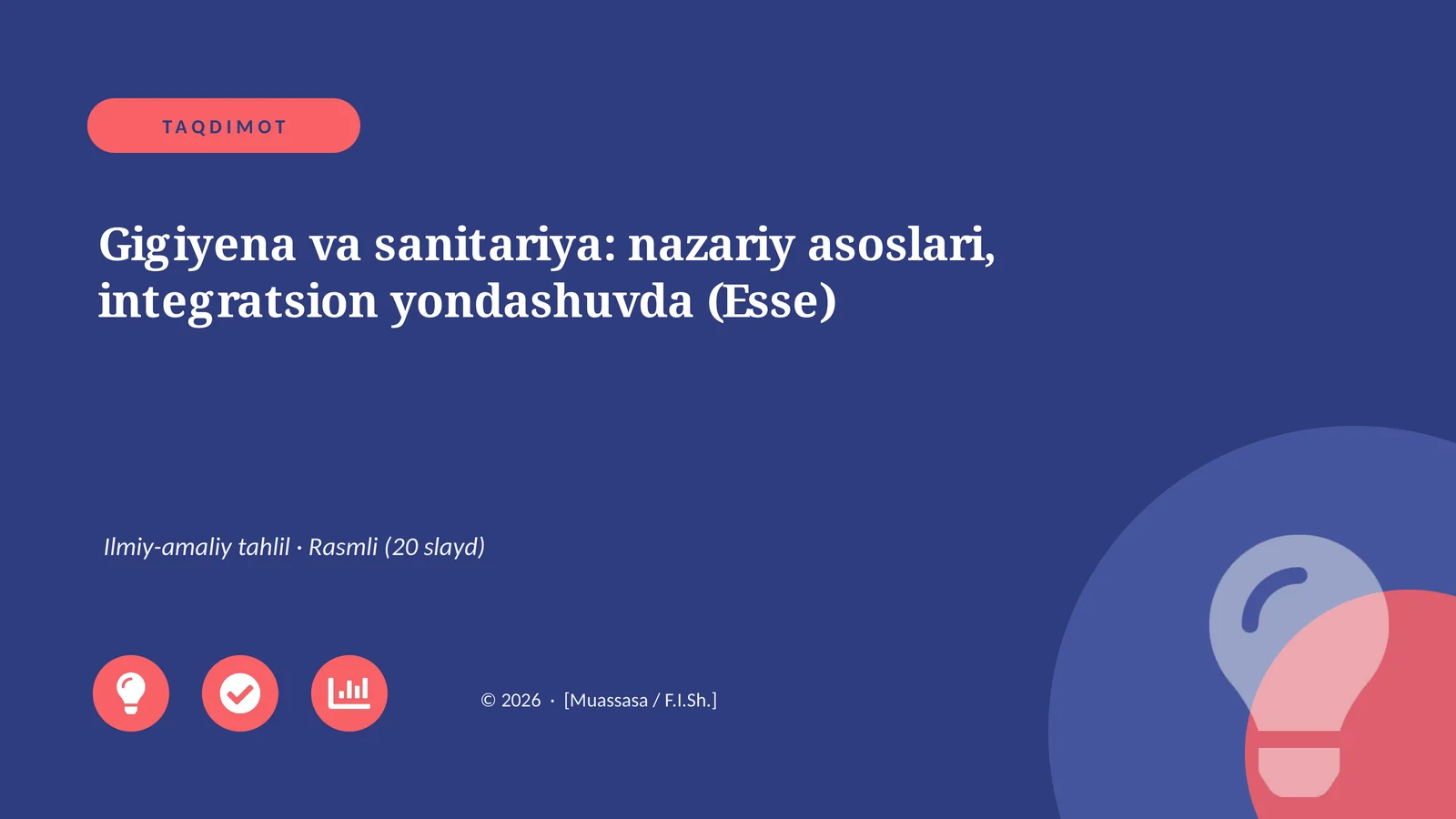 Gigiyena va sanitariya: nazariy asoslari, integratsion yondashuvda (Esse)
