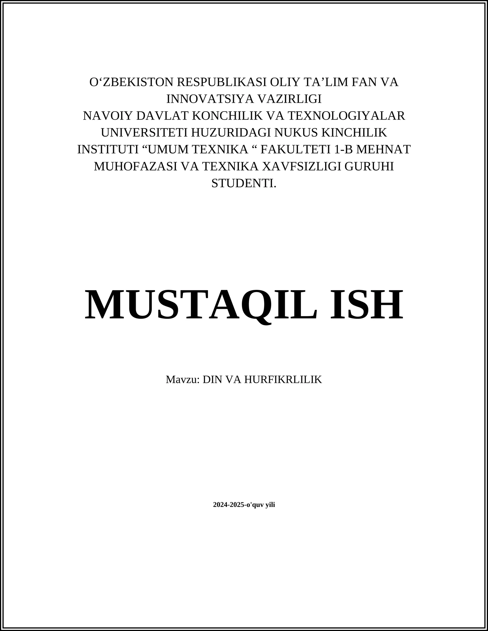 DIN VA HURFIKRLILIK 2024-2025-o'quv yili