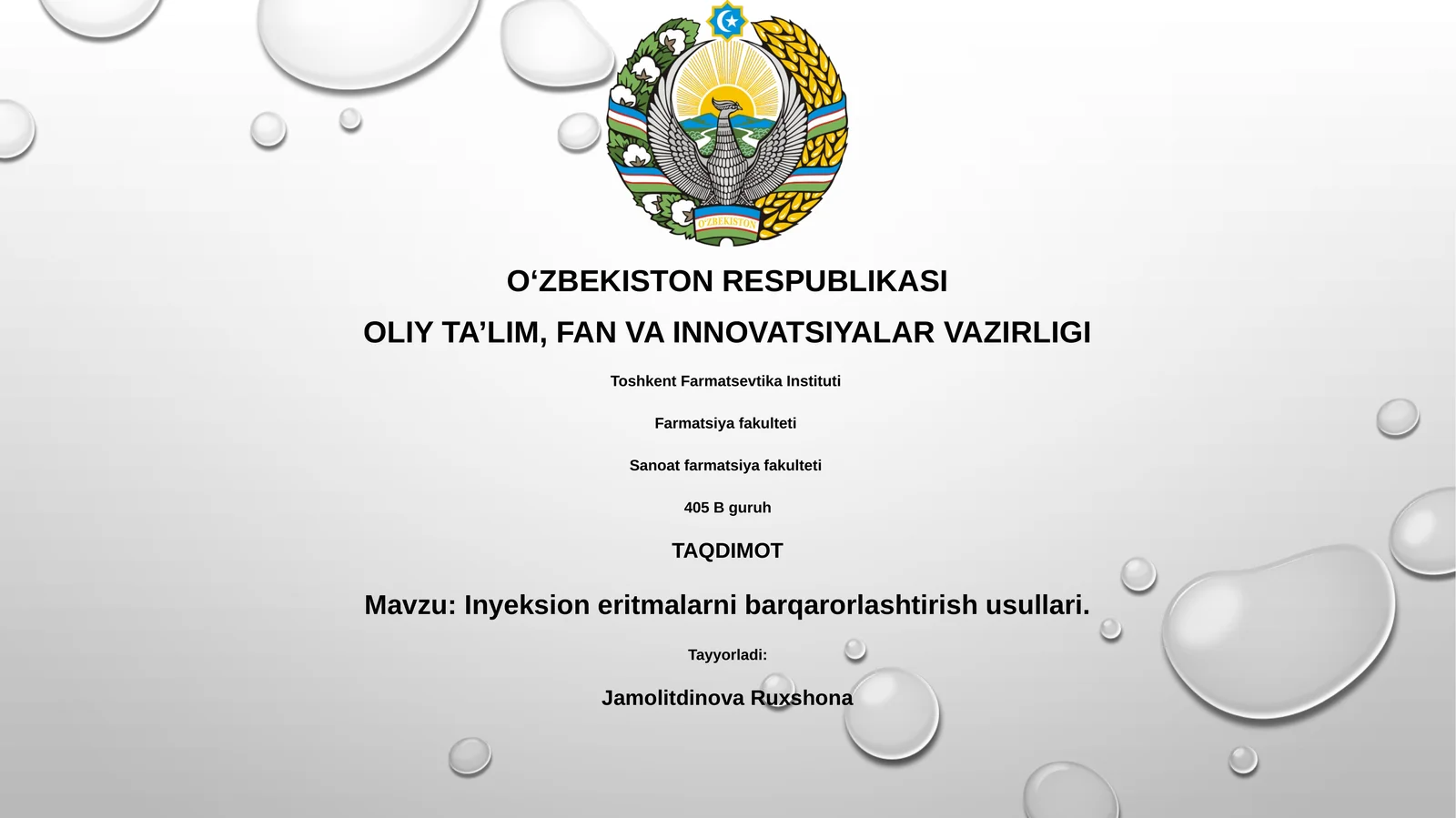 Inyeksion eritmalarni barqarorlashtirish usullari
