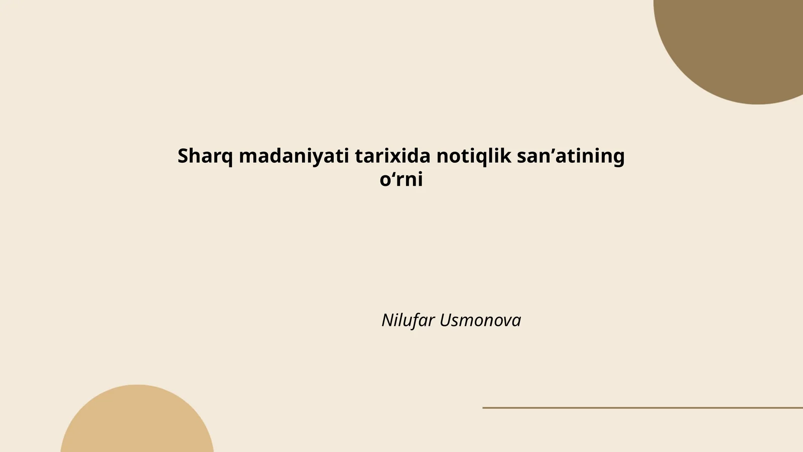 Sharq madaniyati tarixida notiqlik sanʼatining oʻrni
