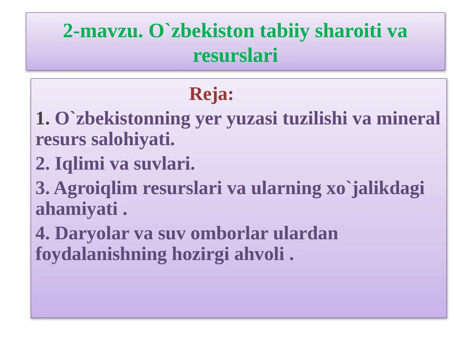 O`zbekistontabiiysharoitivaresurslari