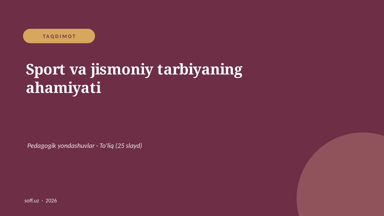 Sport va jismoniy tarbiyaning ahamiyati