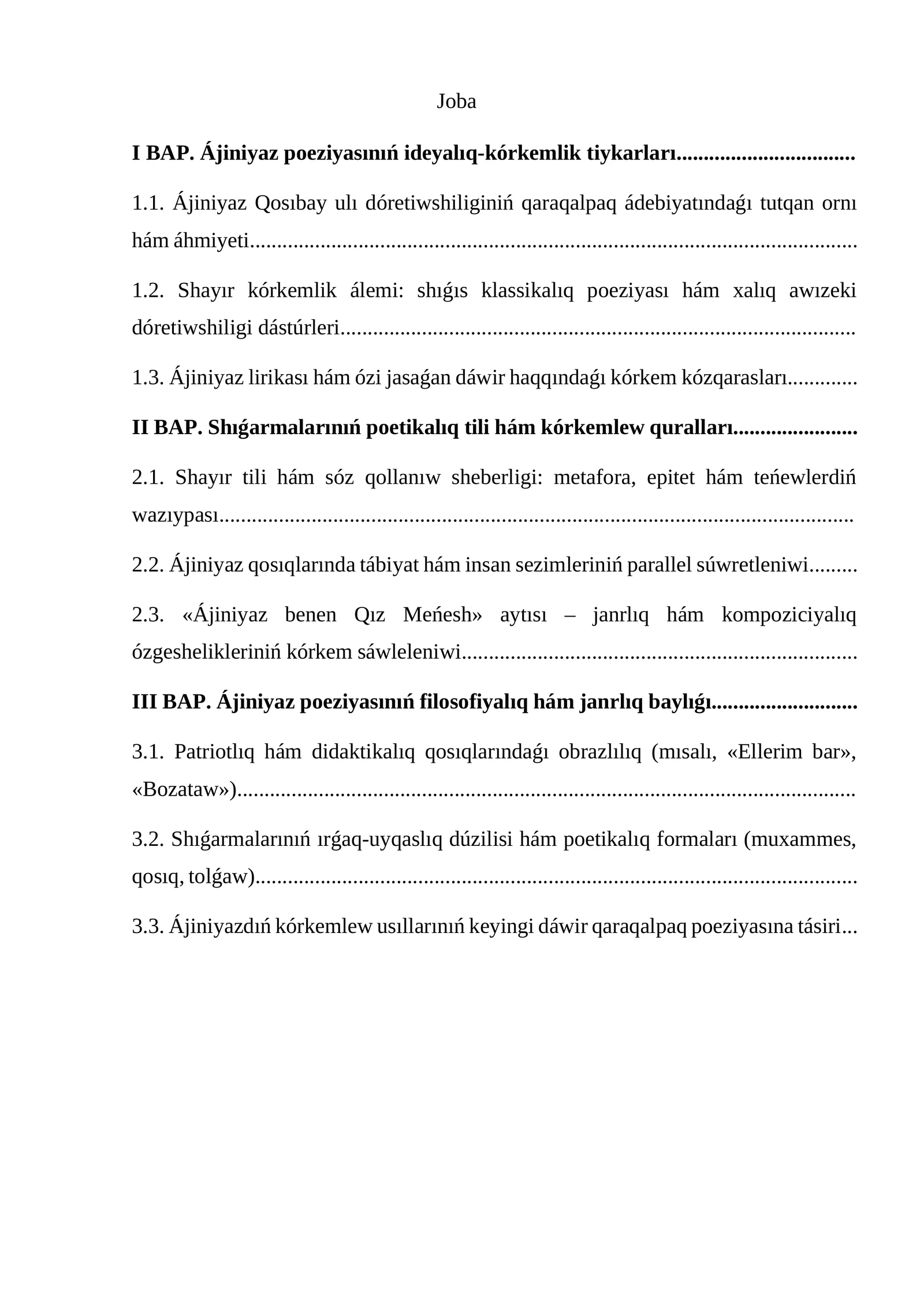 Ájiniyaz poeziyasınıń ideyalıq-kórkemlik tiykarları