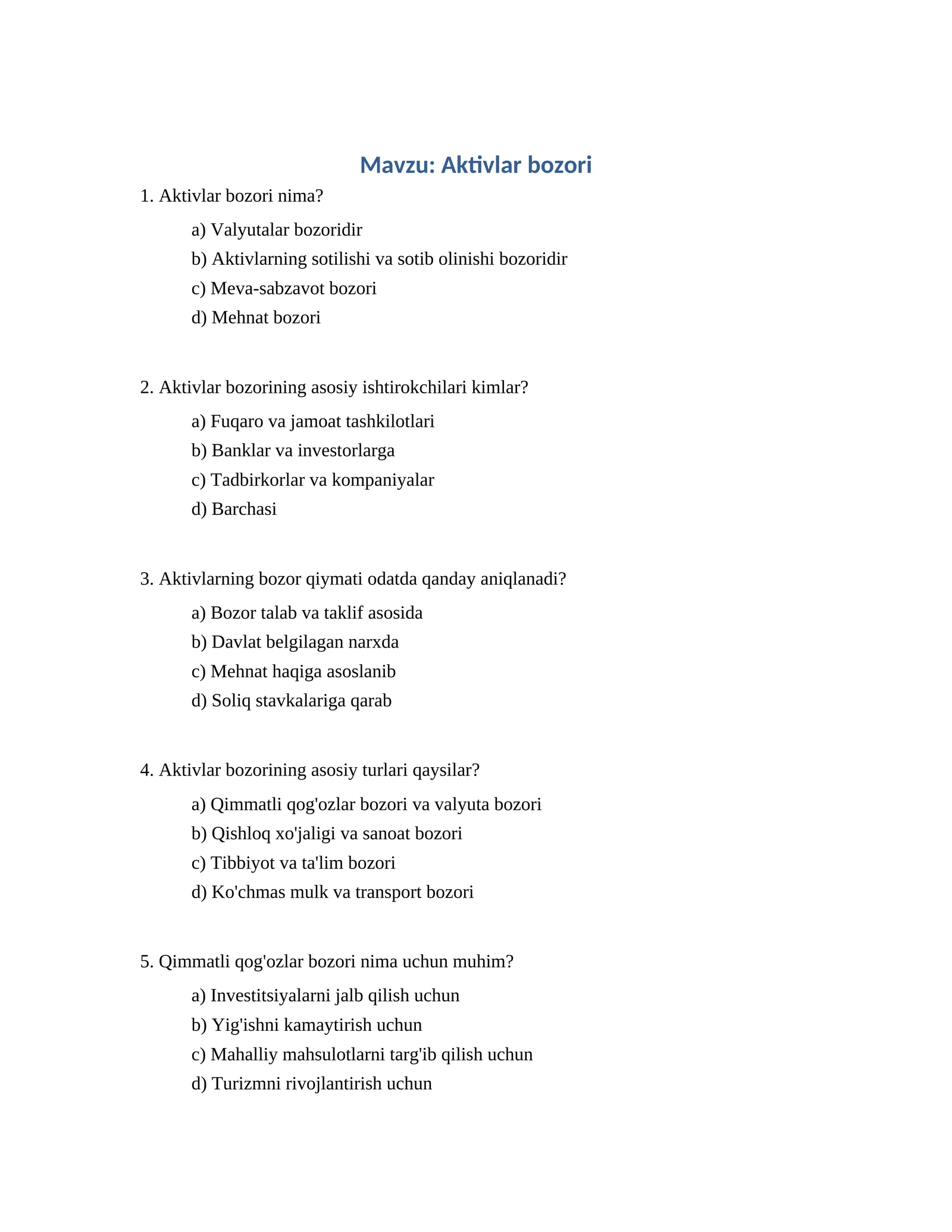 Aktivlar bozori