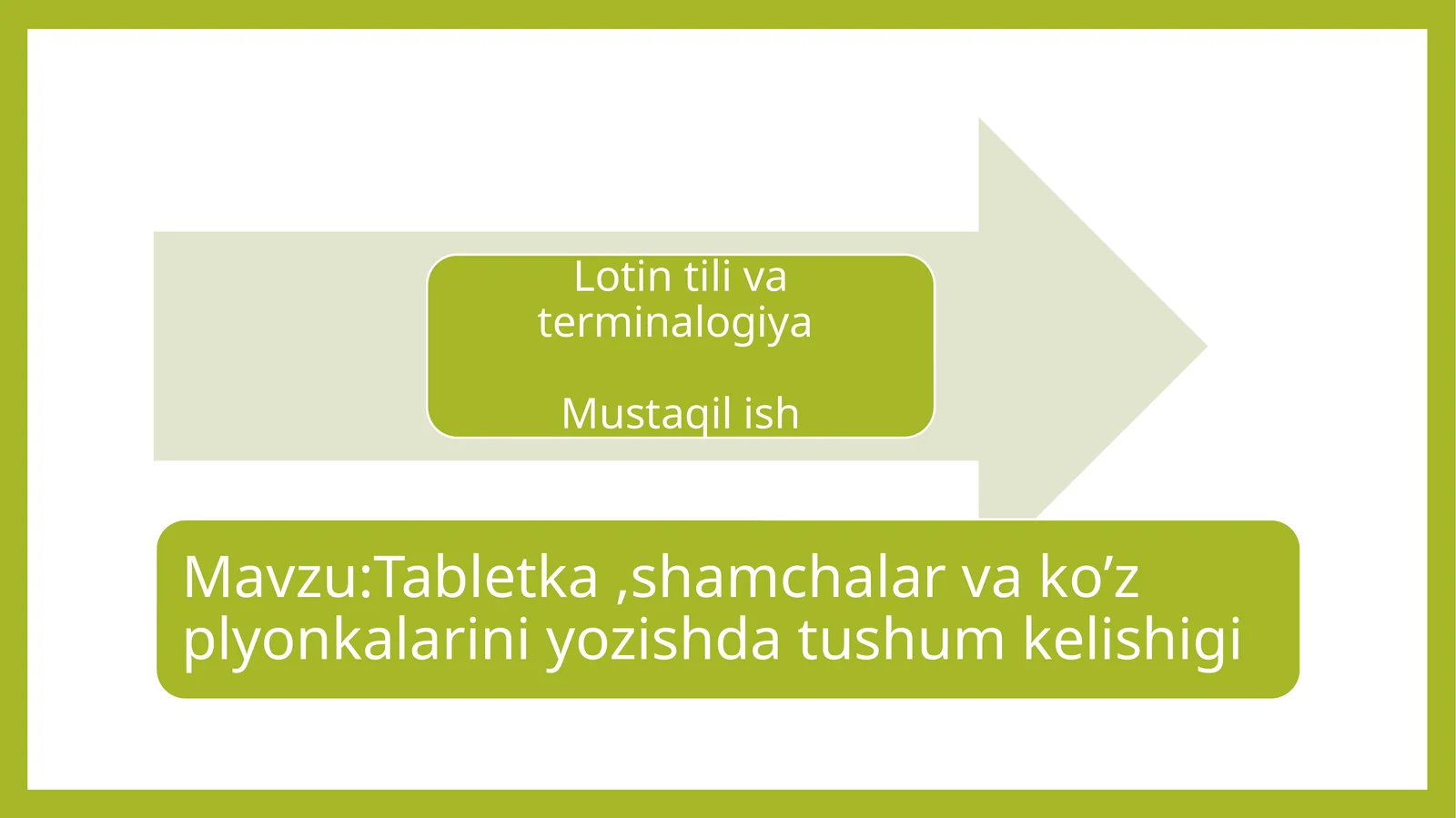 Tabletka ,shamchalar va ko’z plyonkalarini yozishda tushum kelishigi