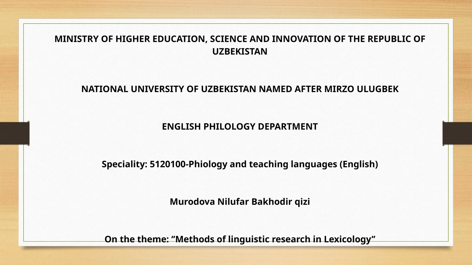 ‘’Methods of linguistic research in Lexicology’’