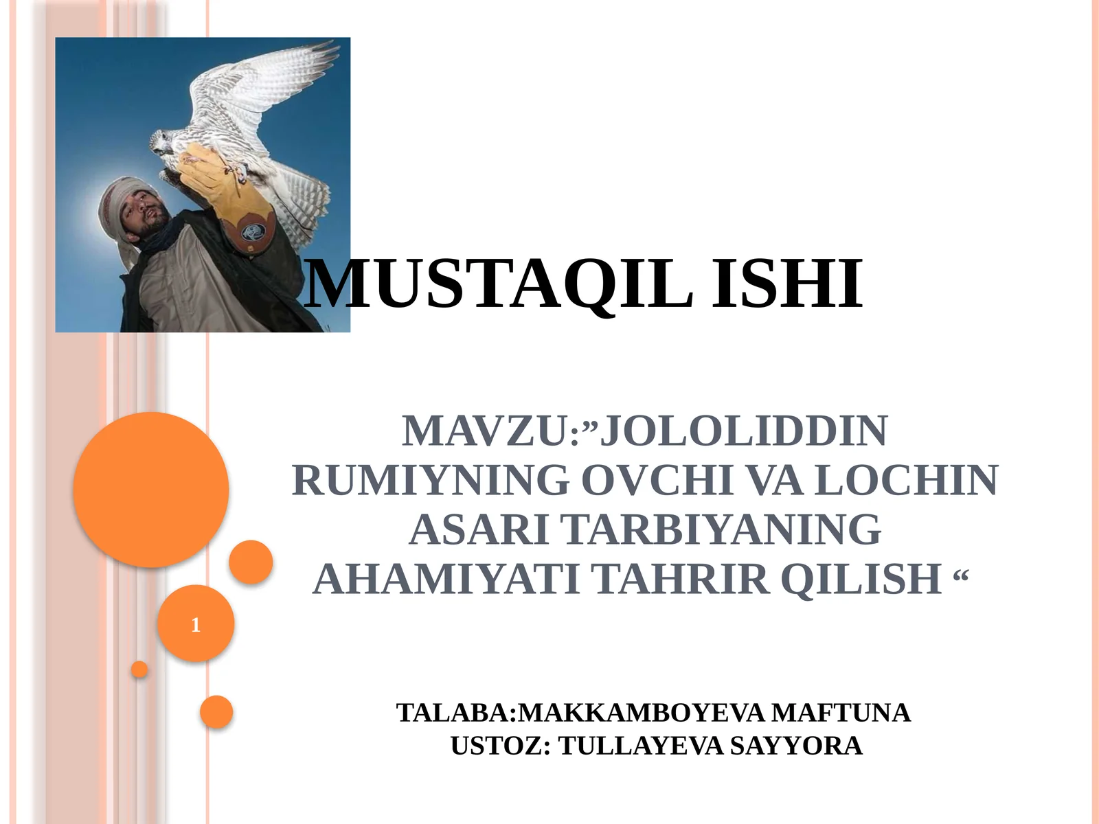 JOLOLIDDIN RUMIYNING OVCHI VA LOCHIN ASARI TARBIYANING AHAMIYATI TAHRIR QILISH