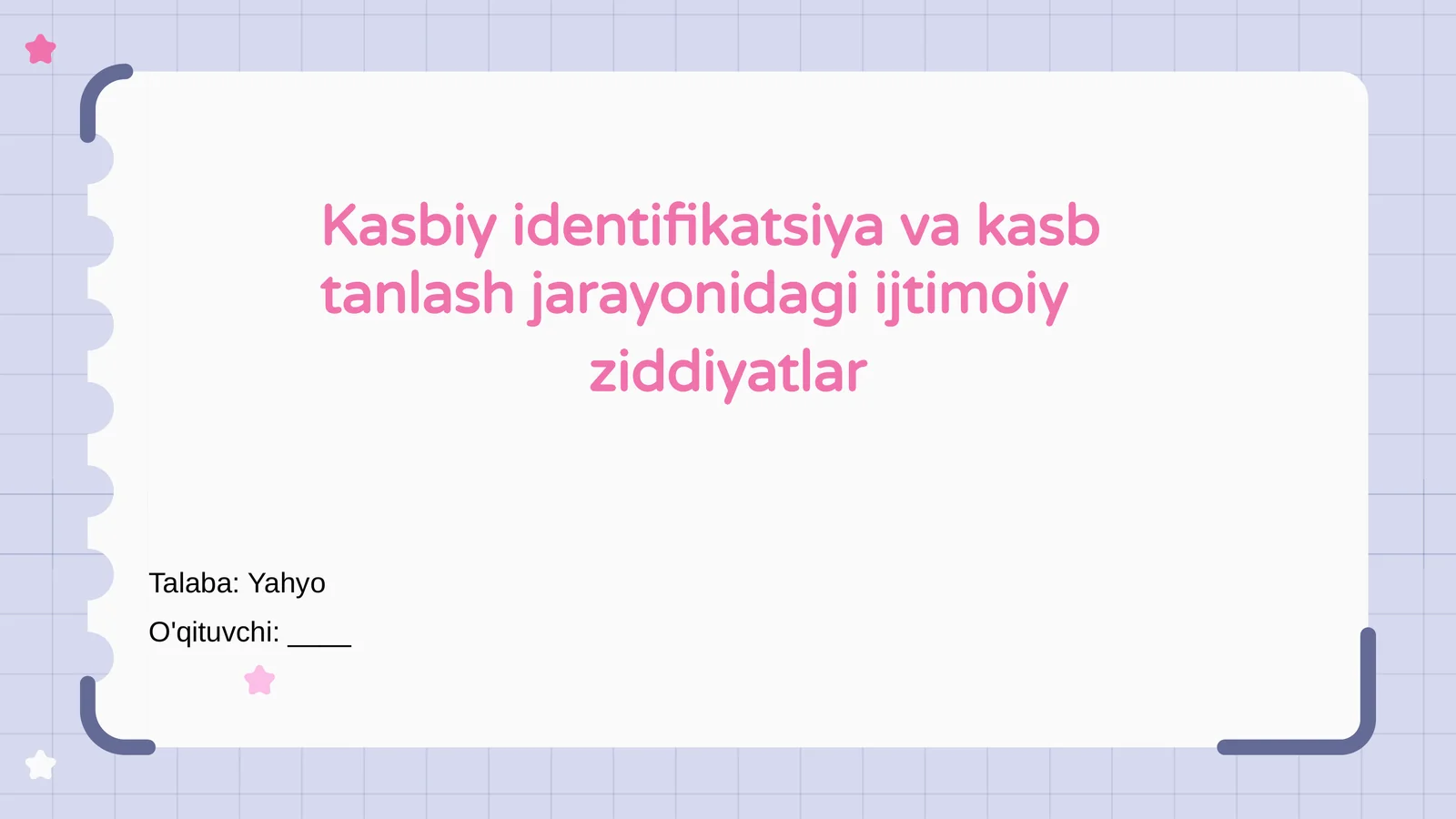 Kasbiy identifikatsiya va kasb tanlash jarayonidagi ijtimoiy ziddiyatlar