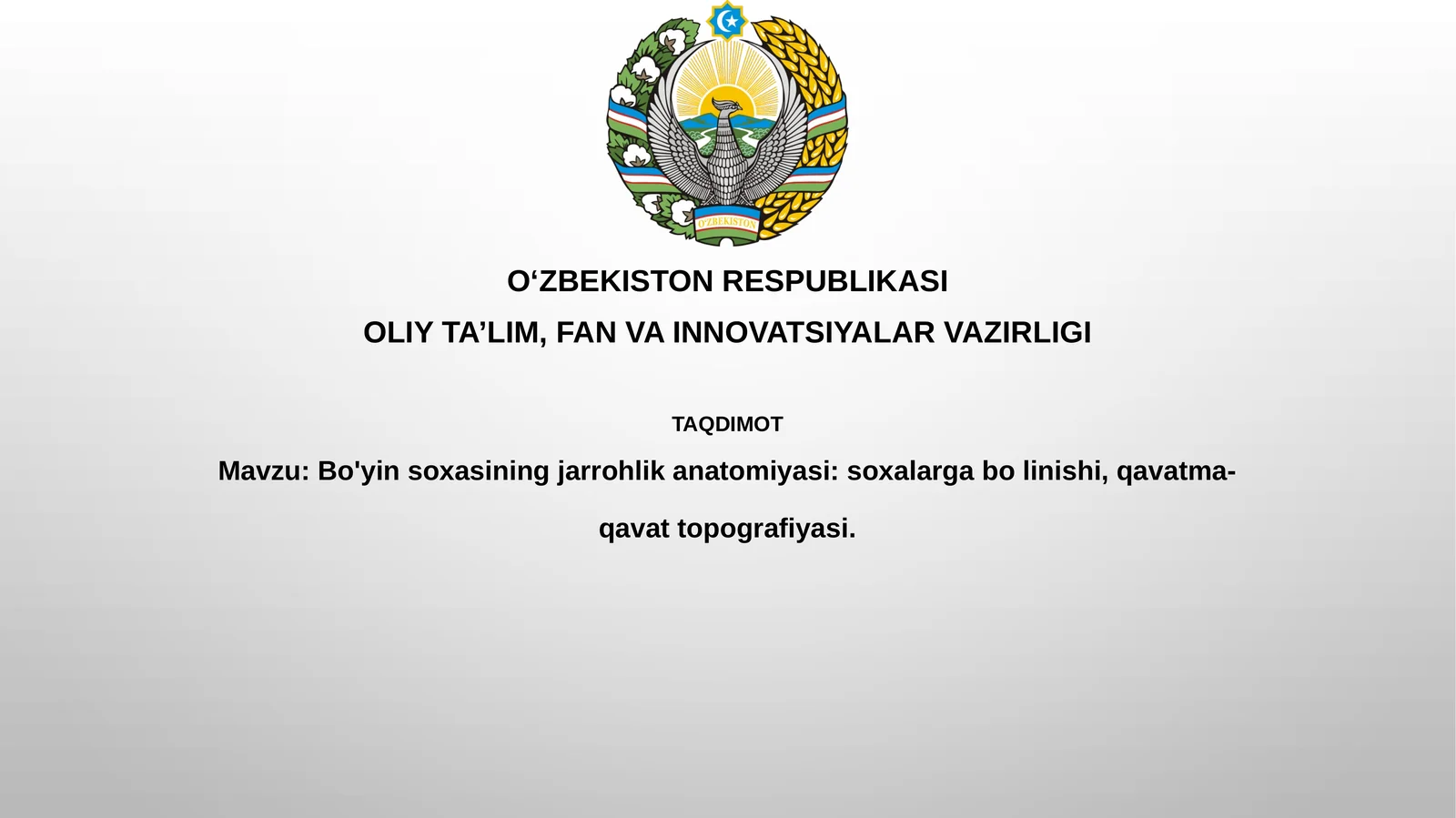 Bo'yinsoxasiningjarrohlikanatomiyasi:soxalargabolinishi,qavatma-qavattopografiyasi