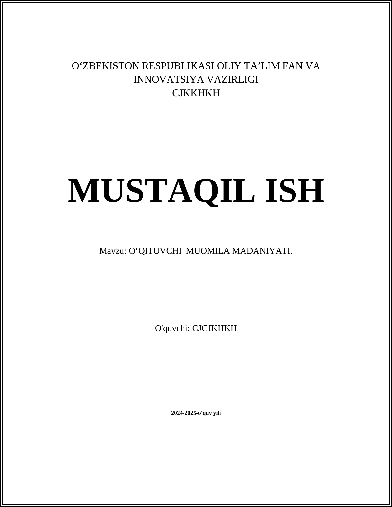 OʻQITUVCHI MUOMILA MADANIYATI