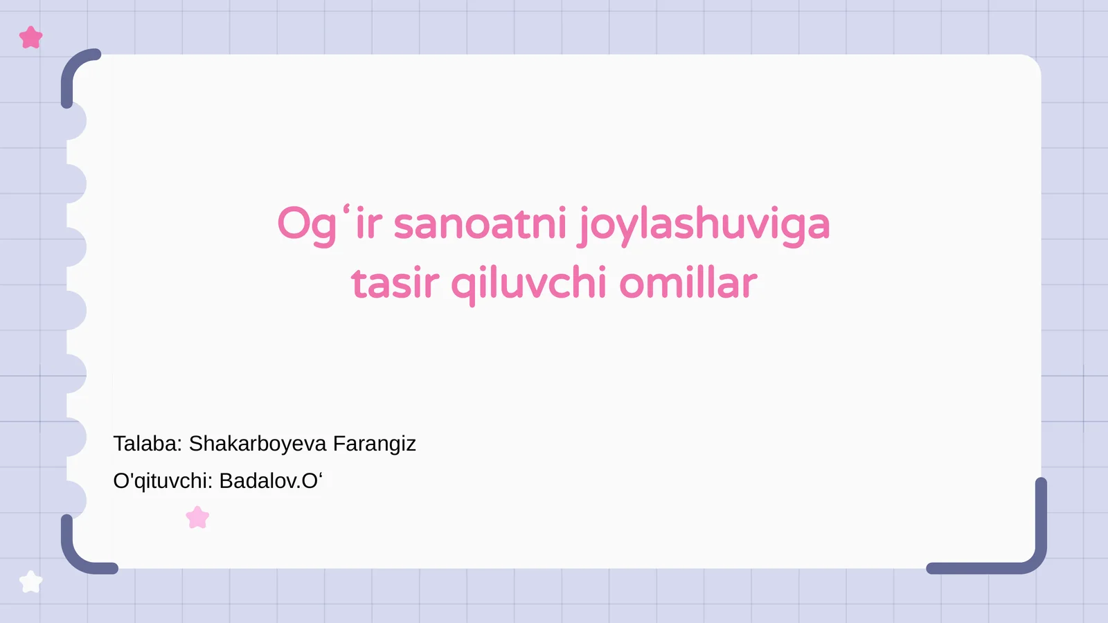 Ogʻir sanoatni joylashuviga tasir qiluvchi omillar