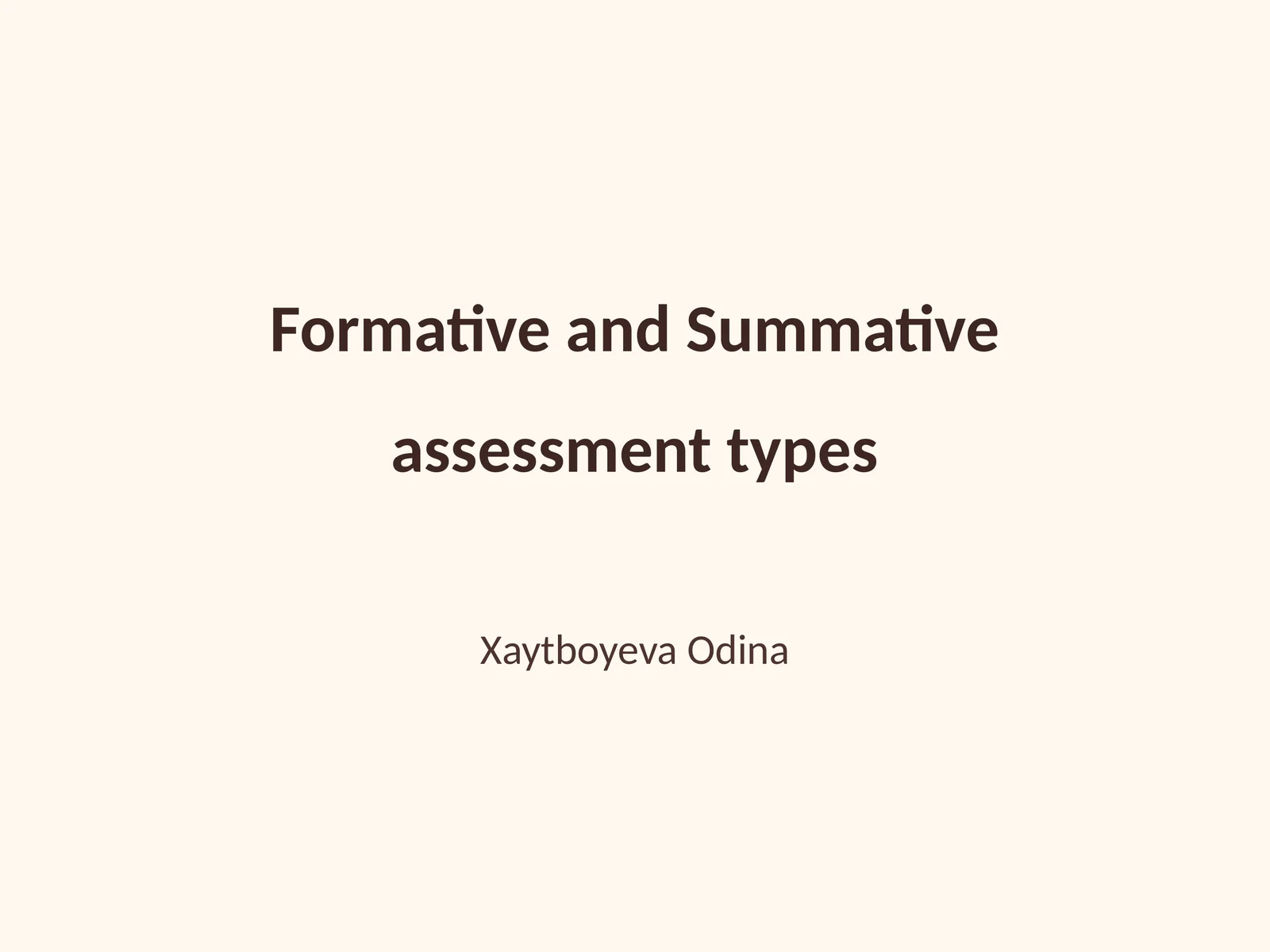 Formative and Summative assessment types