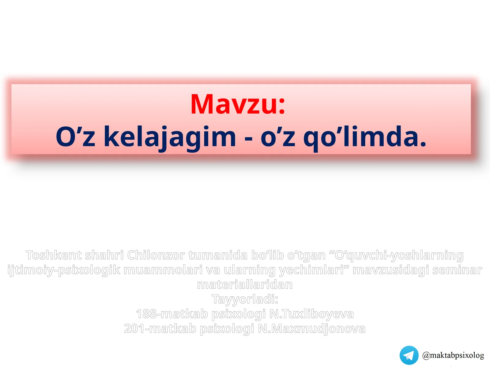 O’zkelajagim-o’zqo’limda